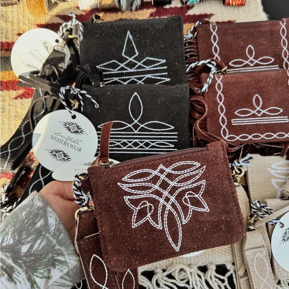 Brown and Black Embroidered Women's Bag